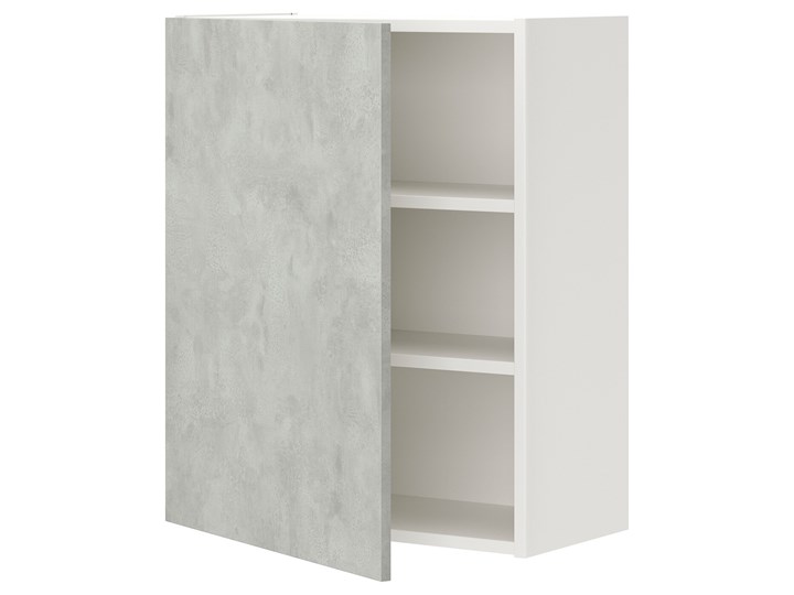 IKEA ENHET Szafka wisząca 2półki/drzwi, biały/imitacja betonu, 60x32x75 cm Wiszące Płyta stolarska Płyta MDF Rodzaj frontu Drzwiczki