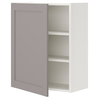 IKEA ENHET Szafka wisząca 2półki/drzwi, biały/szary rama, 60x32x75 cm