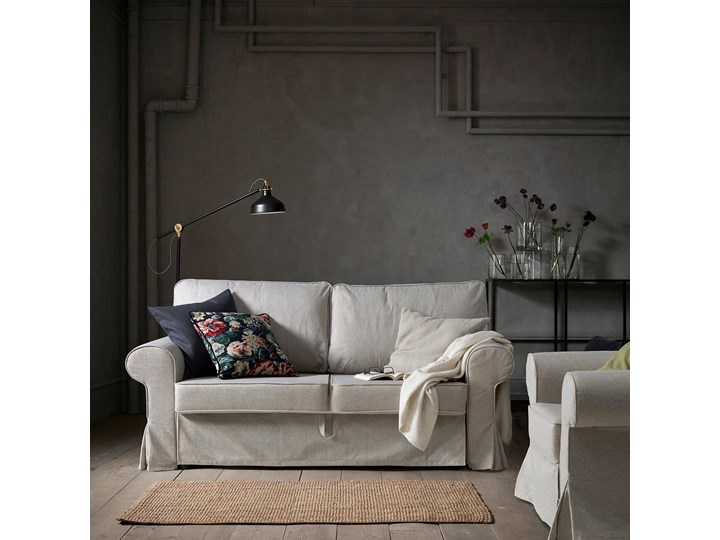 IKEA EVERTSBERG Sofa 2-osobowa rozkładana, z pojemnikiem beżowy, Wysokość łóżka: 29 cm Stała konstrukcja Typ Gładkie