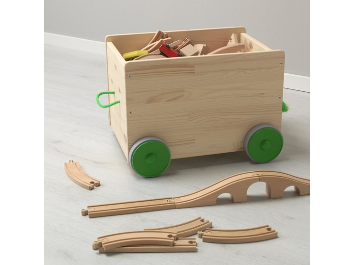 IKEA FLISAT Schowek na zabawki na kółkach, Długość: 44 cm Drewno Pojemniki i skrzynie na zabawki Kategoria Pudełka do przechowywania