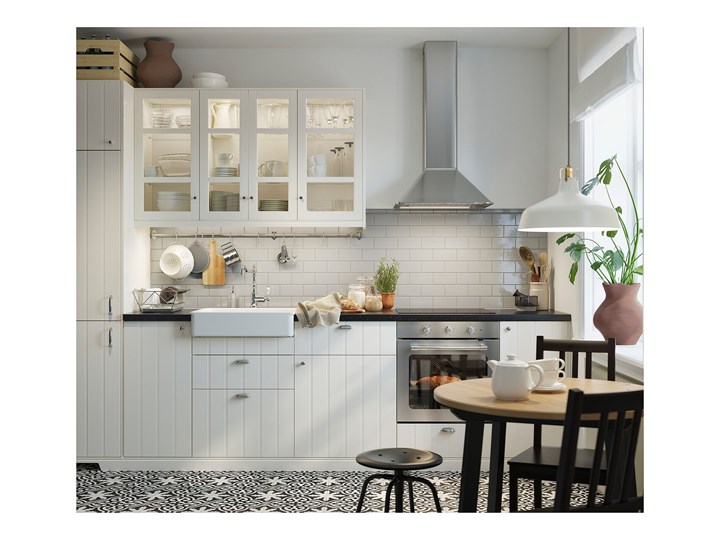 IKEA GAMLARED Stół, bejca jasna patyna/bejcowane na czarno, 85 cm Drewno Sosna Rozkładanie
