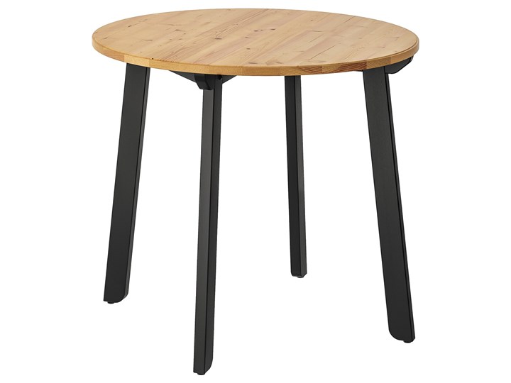 IKEA GAMLARED Stół, bejca jasna patyna/bejcowane na czarno, 85 cm Sosna Drewno Kształt blatu Okrągły