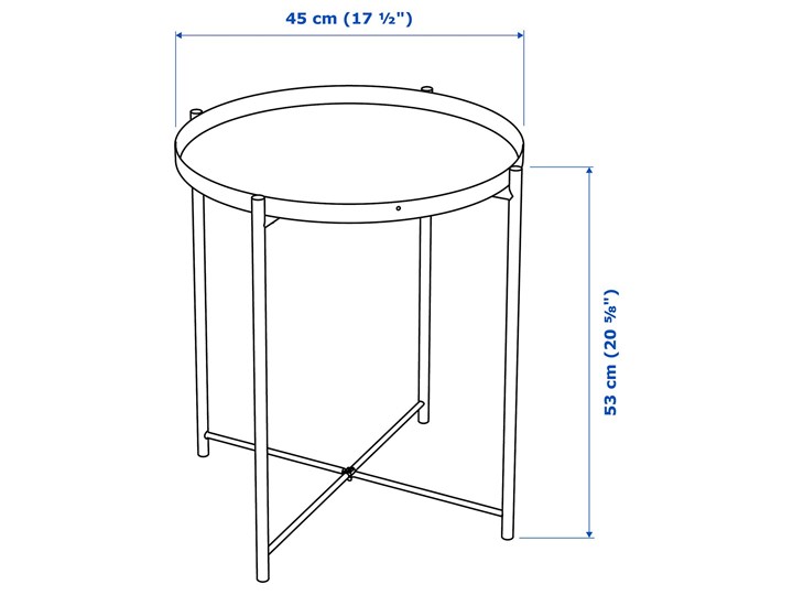 IKEA GLADOM Stolik z tacą, Biały, 45x53 cm Stal Rozmiar blatu 43x43 cm Zestaw stolików Kategoria Stoliki i ławy