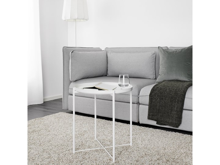 IKEA GLADOM Stolik z tacą, Biały, 45x53 cm Zestaw stolików Rozmiar blatu 43x43 cm Stal Kategoria Stoliki i ławy
