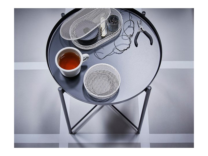 IKEA GLADOM Stolik z tacą, Czarny, 45x53 cm Zestaw stolików Stal Rozmiar blatu 43x43 cm