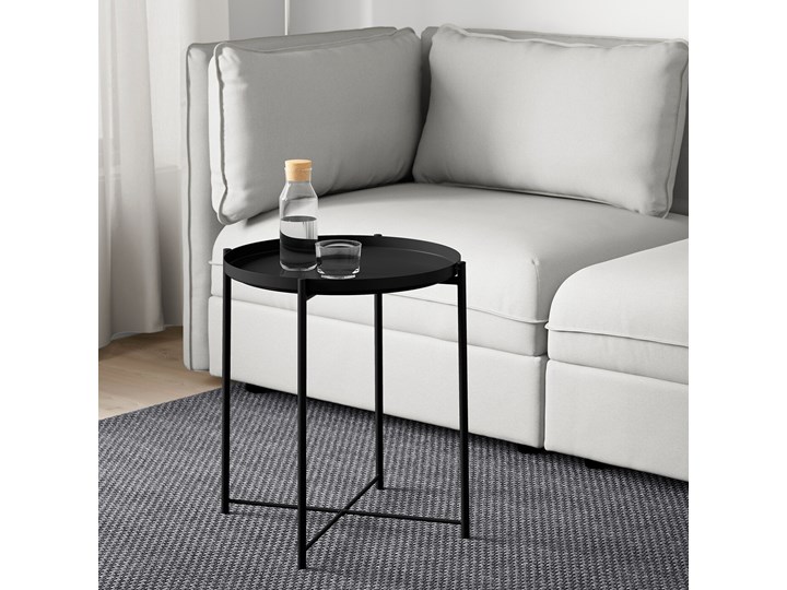 IKEA GLADOM Stolik z tacą, Czarny, 45x53 cm Zestaw stolików Stal Rozmiar blatu 43x43 cm