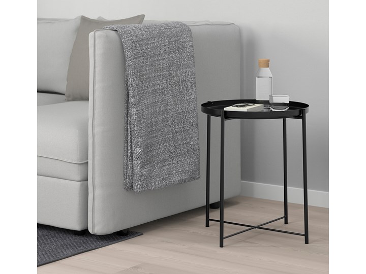 IKEA GLADOM Stolik z tacą, Czarny, 45x53 cm Stal Zestaw stolików Rozmiar blatu 43x43 cm
