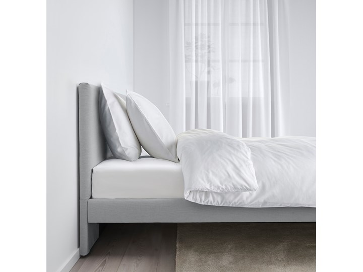 IKEA GLADSTAD Tapicerowana rama łóżka, Kabusa jasnoszary, 160x200 cm Tkanina Styl Nowoczesny Łóżko tapicerowane Zagłówek Z zagłówkiem