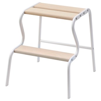 IKEA GRUBBAN Taboret ze schodkiem, Biały/brzoza, Szerokość: 40.3 cm