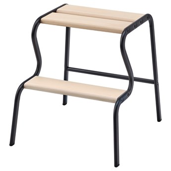 IKEA GRUBBAN Taboret ze schodkiem, Czarny/brzoza, Szerokość: 40.3 cm