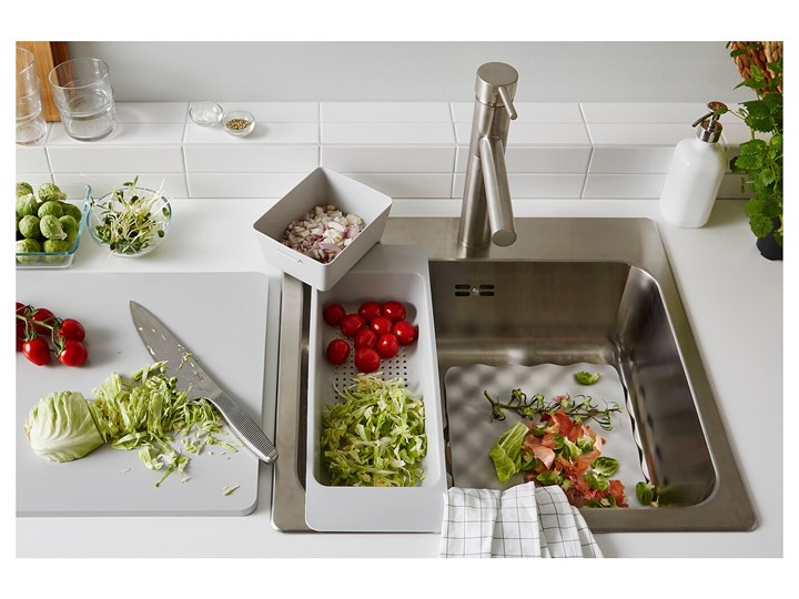 IKEA GRUNDVATTNET Durszlak, szary, Długość: 46 cm Kategoria Durszlaki i sita
