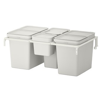 IKEA HÅLLBAR Rozwiązanie sortowania śmieci, Do szuflad kuchennych METOD/jasnoszary, 55 l