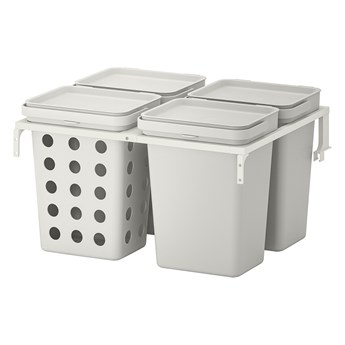 IKEA HÅLLBAR Rozwiązanie sortowania śmieci, Do szuflad kuchennych METOD wentylowane/jasnoszary, 40 l