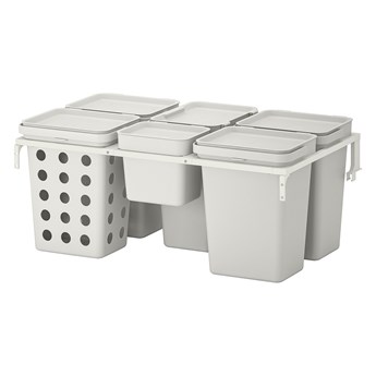 IKEA HÅLLBAR Rozwiązanie sortowania śmieci, Do szuflad kuchennych METOD wentylowane/jasnoszary, 53 l