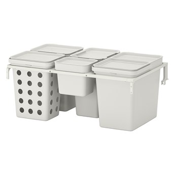 IKEA HÅLLBAR Rozwiązanie sortowania śmieci, Do szuflad kuchennych METOD wentylowane/jasnoszary, 55 l