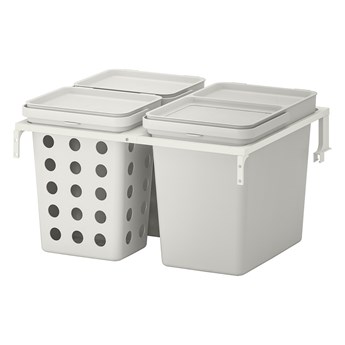 IKEA HÅLLBAR Rozwiązanie sortowania śmieci, Do szuflad kuchennych METOD wentylowane/jasnoszary, 42 l
