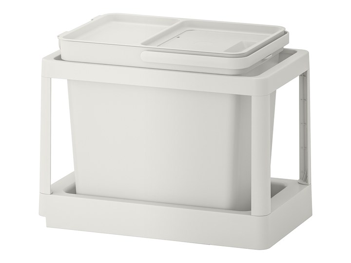 IKEA HÅLLBAR Rozwiązanie sortowania śmieci, Z wysuwaniem/jasnoszary, 22 l Tworzywo sztuczne Wiadro Kategoria Kosze na śmieci