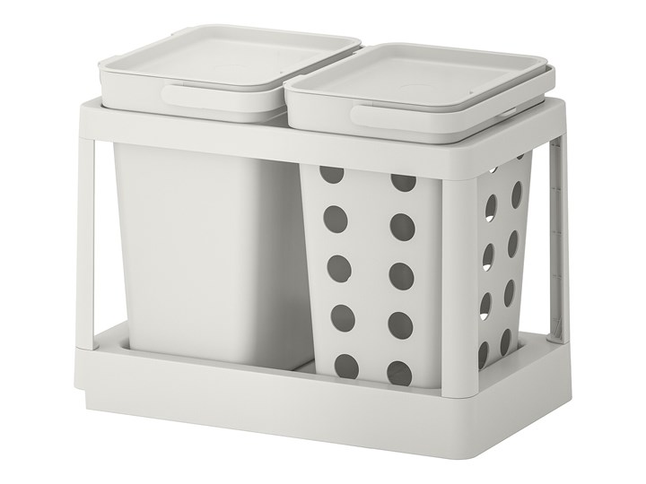 IKEA HÅLLBAR Rozwiązanie sortowania śmieci, Z wysuwaniem wentylowane/jasnoszary, 20 l