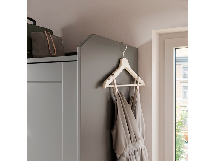 IKEA HAUGA Szafa z drzwiami przesuwanymi, Szary, 118x55x199 cm Płyta MDF Kategoria Szafy do garderoby