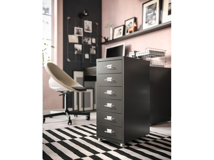IKEA HELMER Komoda na kółkach, Czarny, 28x69 cm Stal Metal Kategoria Szafki i regały