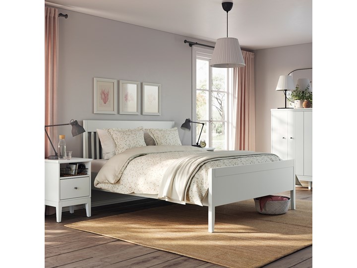 IKEA IDANÄS Rama łóżka, Biały, 140x200 cm Łóżko drewniane Kategoria Łóżka do sypialni