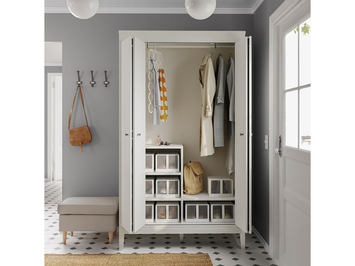IKEA IDANÄS Szafa, biały, 121x211 cm Drewno Styl Nowoczesny Ilość drzwi Czterodrzwiowe