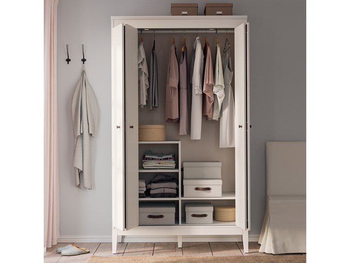 IKEA IDANÄS Szafa, biały, 121x211 cm Drewno Ilość drzwi Czterodrzwiowe