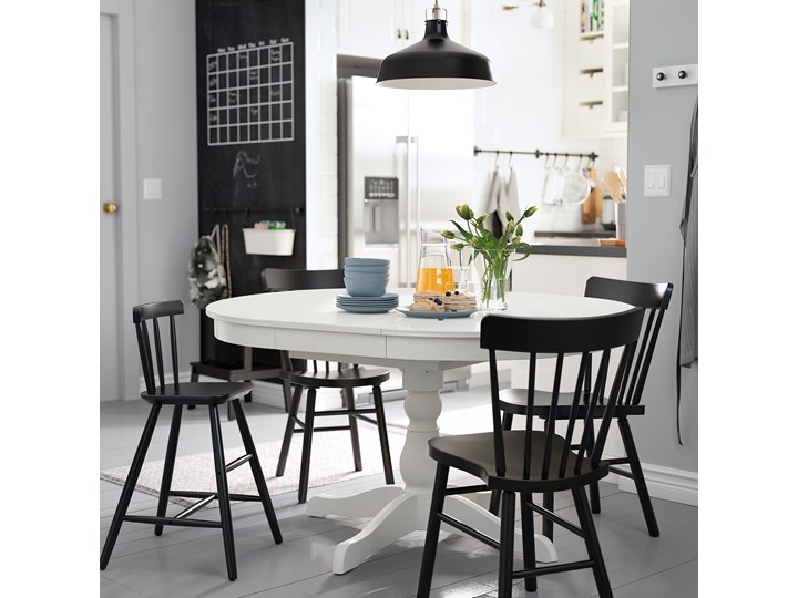 IKEA INGATORP Stół rozkładany, biały, 90/125 cm Wysokość 74 cm Szerokość 90 cm Pomieszczenie Stoły do jadalni Stal Płyta MDF Drewno Długość 90 cm Tworzywo sztuczne Rozkładanie Rozkładane