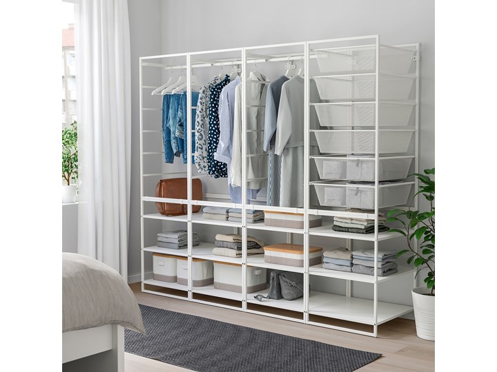 IKEA JONAXEL Kombinacja szafy, biały, 198x51x173 cm Stal Metal Lustro