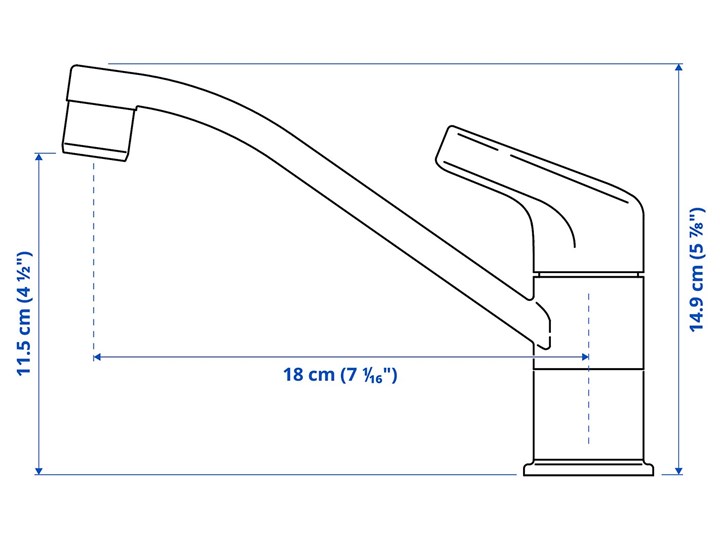 IKEA KALLSJÖN Bateria sztorcowa, chrom, Długość: 18 cm Wykończenie Mosiądz Bateria stojąca Kolor Srebrny