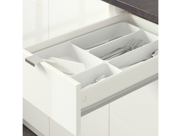 IKEA KNOXHULT Kuchnia narożna, połysk/biały, 243x164x220 cm Kategoria Zestawy mebli kuchennych Kolor Szary