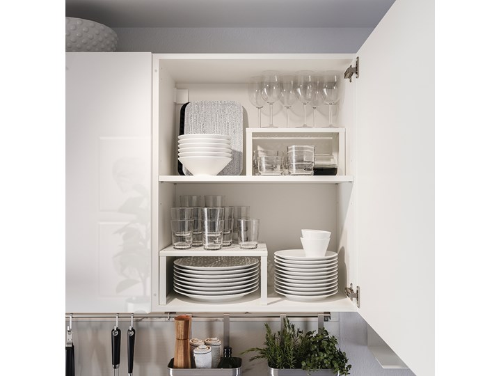 IKEA KNOXHULT Kuchnia, połysk biały, 220x61x220 cm Kategoria Zestawy mebli kuchennych Zestawy gotowe Kolor Szary