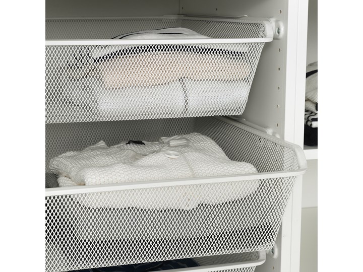 IKEA KOMPLEMENT Kosz siatkowy z wysuwaną prowadnicą, biały, 100x58 cm Kategoria Organizery do szaf