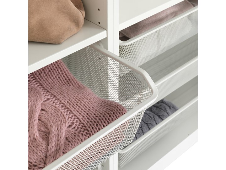 IKEA KOMPLEMENT Kosz siatkowy z wysuwaną prowadnicą, biały, 50x35 cm Kategoria Organizery do szaf