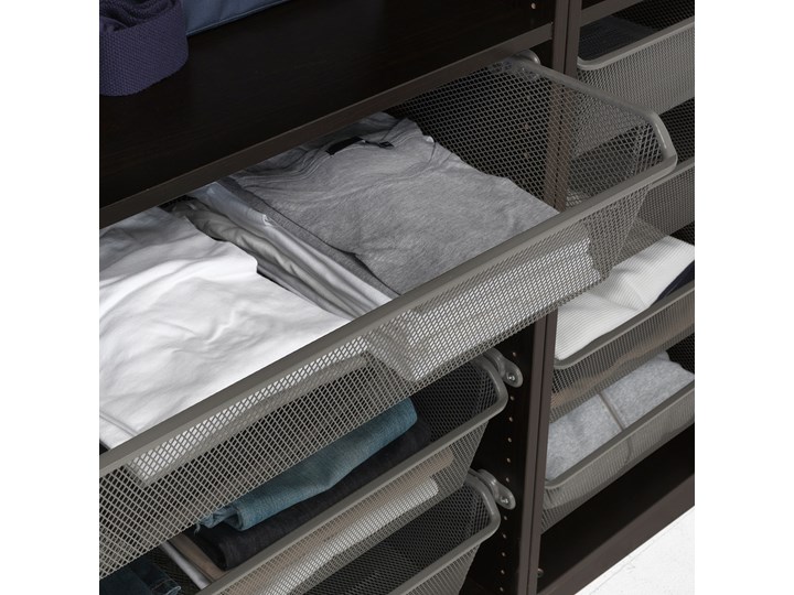 IKEA KOMPLEMENT Kosz siatkowy z wysuwaną prowadnicą, ciemnoszary, 75x58 cm Kategoria Organizery do szaf