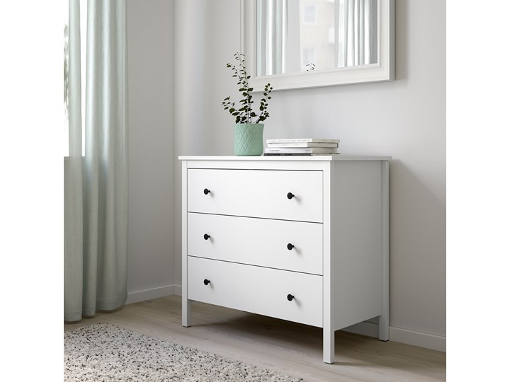 IKEA KOPPANG Komoda, 3 szuflady, biały, 90x83 cm Szerokość 90 cm Płyta MDF Kategoria Komody