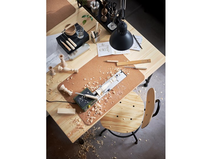 IKEA KULLABERG Biurko, sosna, 110x70 cm Stal Szerokość 110 cm Drewno Aluminium Płyta MDF Kategoria Biurka