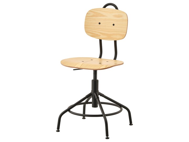 IKEA KULLABERG Krzesło obrotowe, Sosna/czarny, Przetestowano dla: 110 kg Metal Styl Nowoczesny Krzesło inspirowane Tworzywo sztuczne Drewno Stal Pomieszczenie Biuro i pracownia