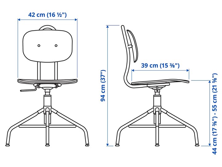 IKEA KULLABERG Krzesło obrotowe, Sosna/czarny, Przetestowano dla: 110 kg Krzesło inspirowane Tworzywo sztuczne Metal Drewno Pomieszczenie Biuro i pracownia Stal Kategoria Krzesła kuchenne