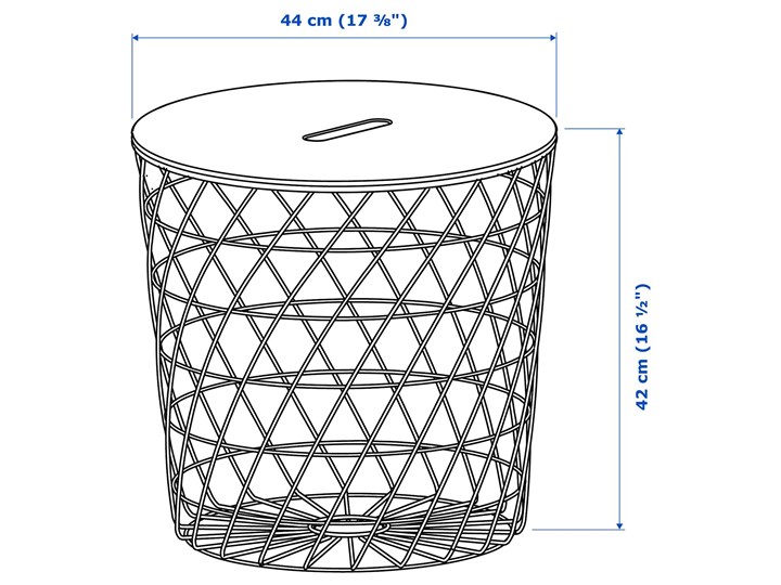 IKEA KVISTBRO Stolik z miejscem do przechowywania, Biały, 44 cm Stal Płyta MDF Wysokość 42 cm Metal Rozmiar blatu 44x44 cm