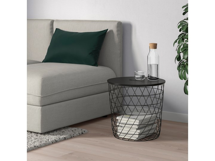IKEA KVISTBRO Stolik z miejscem do przechowywania, Czarny, 44 cm Płyta MDF Metal Kategoria Stoliki i ławy