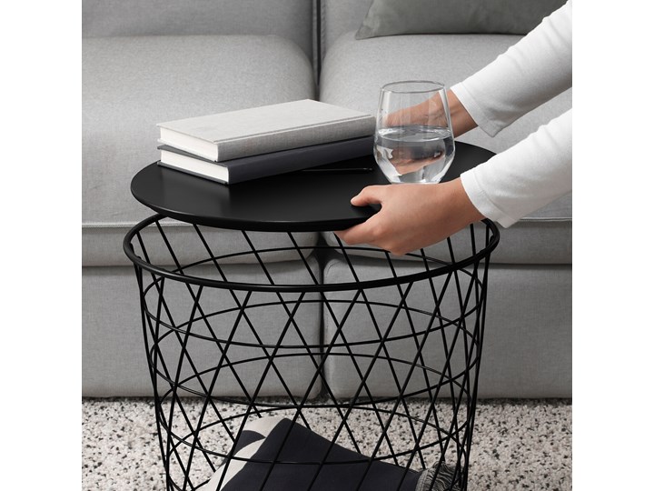 IKEA KVISTBRO Stolik z miejscem do przechowywania, Czarny, 44 cm Metal Płyta MDF Kategoria Stoliki i ławy
