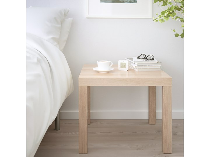 IKEA LACK Stolik, Dąb bejcowany na biało, 55x55 cm Płyta MDF Zestaw stolików Wysokość 45 cm Styl Nowoczesny