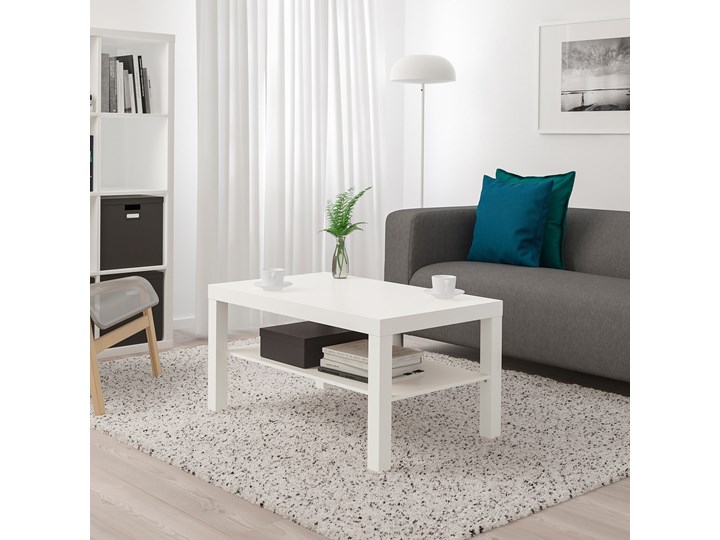 IKEA LACK Stolik kawowy, Biały, 90x55 cm Płyta MDF Długość 90 cm Wysokość 45 cm Funkcje Z półkami Kategoria Stoliki i ławy