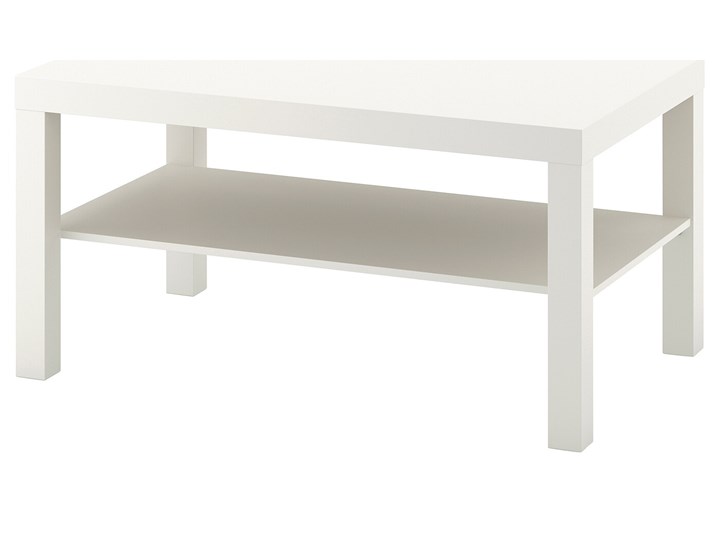 IKEA LACK Stolik kawowy, Biały, 90x55 cm Długość 90 cm Wysokość 45 cm Płyta MDF Kształt blatu Prostokątne Funkcje Z półkami