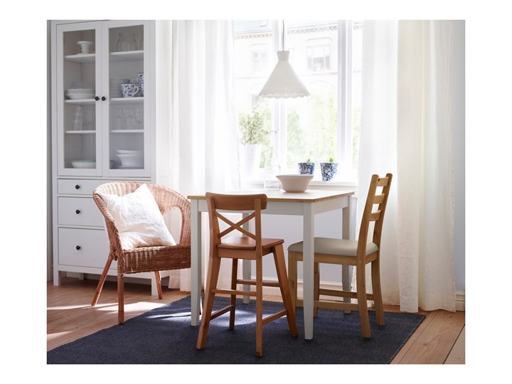 IKEA LERHAMN Stół, Bejca jasna patyna/biała bejca, 74x74 cm Kategoria Stoły kuchenne Sosna Kolor Biały