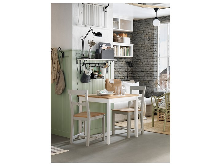 IKEA LERHAMN Stół, Bejca jasna patyna/biała bejca, 74x74 cm Sosna Kolor Biały