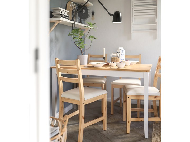IKEA LERHAMN Stół, Bejca jasna patyna/biała bejca, 118x74 cm Sosna Długość 118 cm Kategoria Stoły kuchenne Rozkładanie