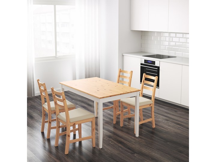 IKEA LERHAMN Stół, Bejca jasna patyna/biała bejca, 118x74 cm Sosna Długość 118 cm Kategoria Stoły kuchenne