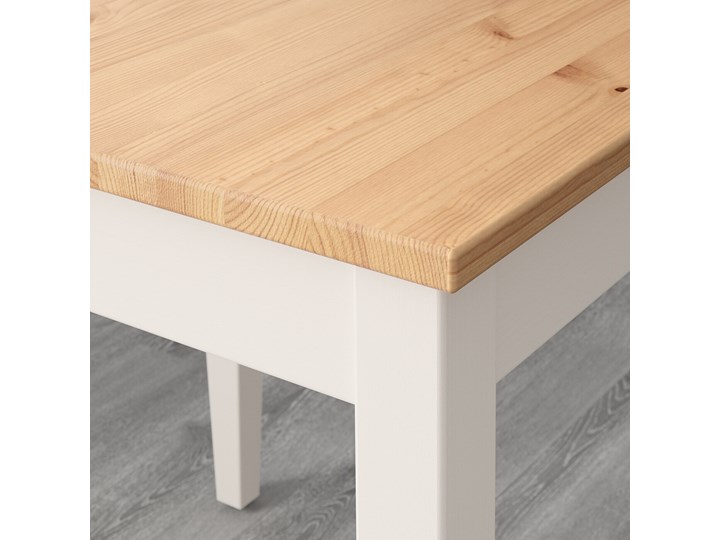 IKEA LERHAMN Stół, Bejca jasna patyna/biała bejca, 74x74 cm Kolor Biały Sosna Kategoria Stoły kuchenne